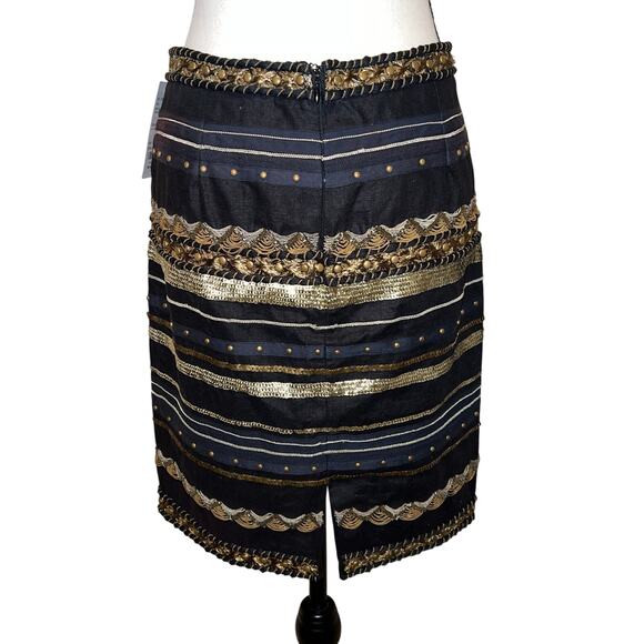 Worth New York Black Custom Maximalist Mixed Metals Beaded Artistry Skirt Size 2 - Picture 2 of 16